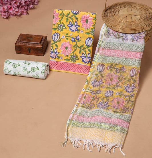 JAIPURI BLOCK PRINTED COTTON SUIT WITH KOTA DUPPATA (CKS89)