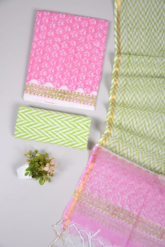 JAIPURI BLOCK PRINTED COTTON SUIT WITH KOTA DUPPATA (CKS93)