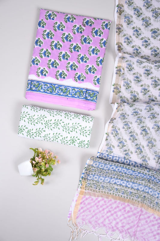 JAIPURI BLOCK PRINTED COTTON SUIT WITH KOTA DUPPATA (CKS92)