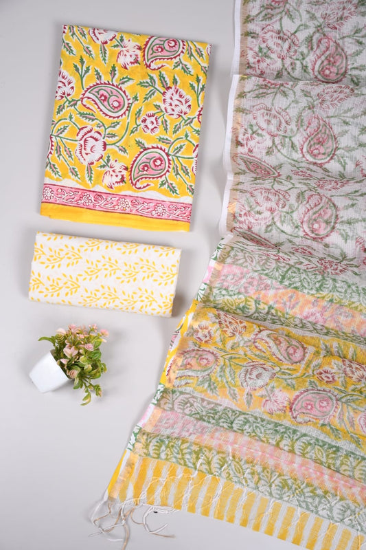 JAIPURI BLOCK PRINTED COTTON SUIT WITH KOTA DUPPATA (CKS96)