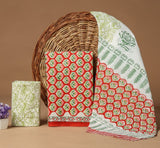 HAND BLOCK PRINTED COTTON 3-PIS SUIT WITH MULMUL DUPPATA (CMS71)