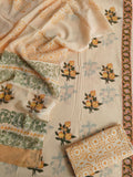 HAND BLOCK PRINTED COTTON 3-PIS SUIT WITH MULMUL DUPPATA (CMS85)