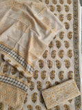 HAND BLOCK PRINTED COTTON 3-PIS SUIT WITH MULMUL DUPPATA (CMS86)