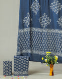 HAND BLOCK PRINTED COTTON 3-PIS SUIT WITH MULMUL DUPPATA (CMS97)