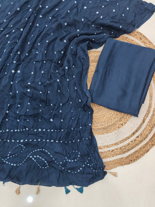 Vanaspati Ajrakh Hand Block Printed Suits Modal Silk Fabric (CIT54)