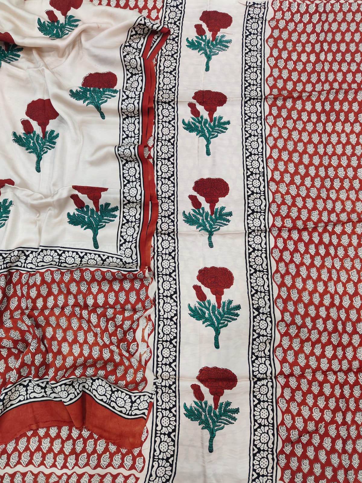 Vanaspati Ajrakh Hand Block Printed Suits Modal Silk Fabric (CIT58)