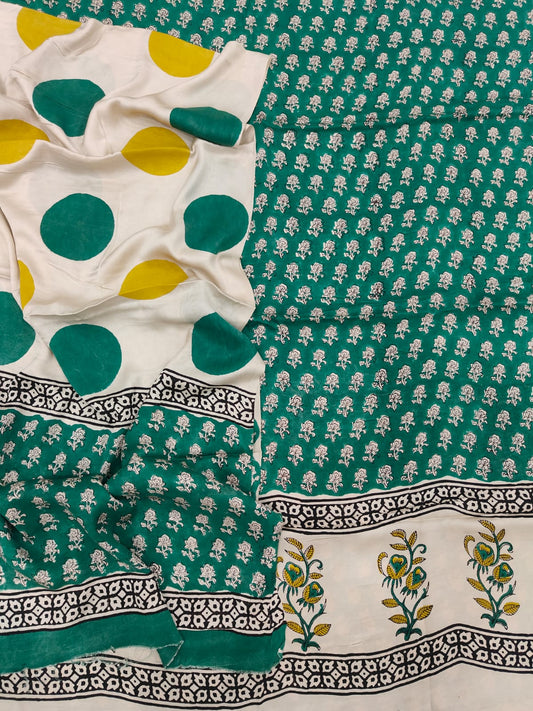 Vanaspati Ajrakh Hand Block Printed Suits Modal Silk Fabric (CIT59)