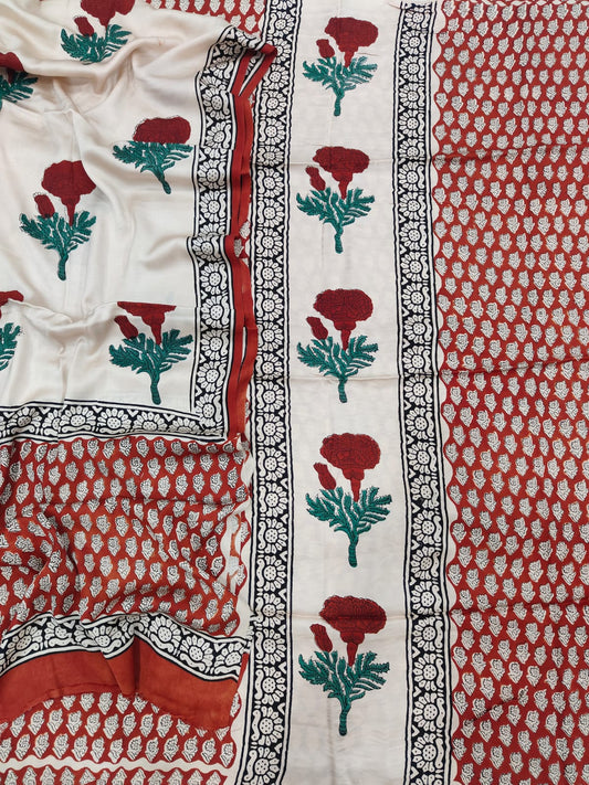Vanaspati Ajrakh Hand Block Printed Suits Modal Silk Fabric (CIT58)