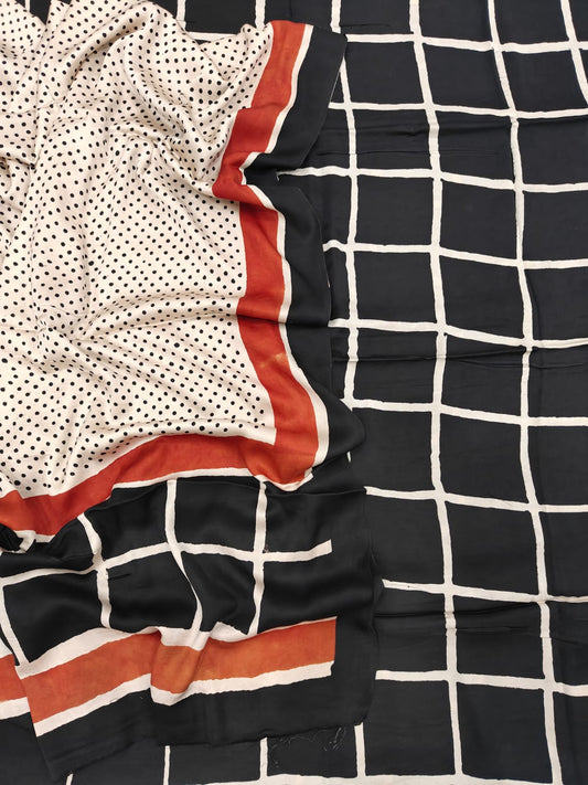 Vanaspati Ajrakh Hand Block Printed Suits Modal Silk Fabric (CIT63)