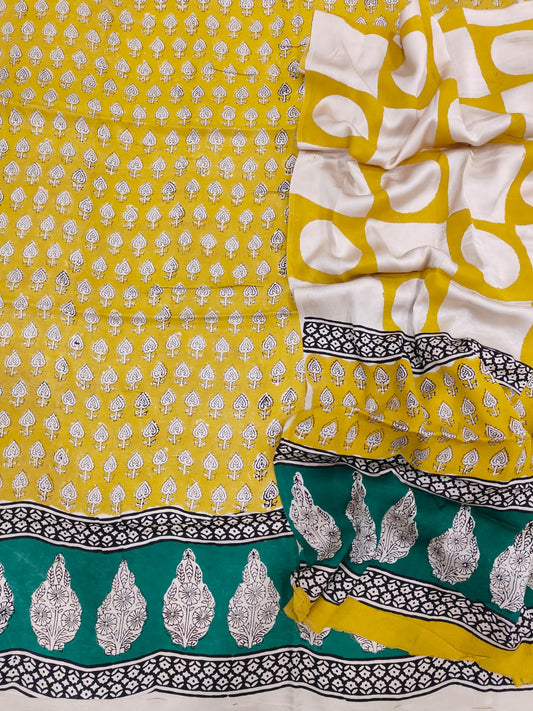 Vanaspati Ajrakh Hand Block Printed Suits Modal Silk Fabric (CIT61)