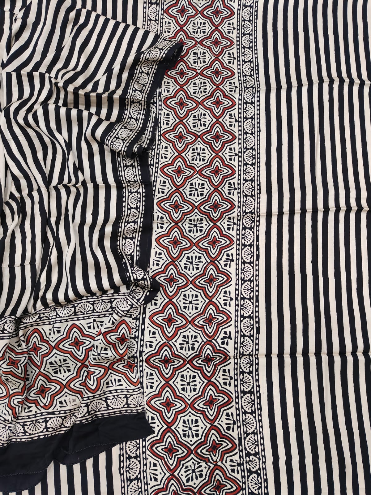 Vanaspati Ajrakh Hand Block Printed Suits Modal Silk Fabric (CIT66)