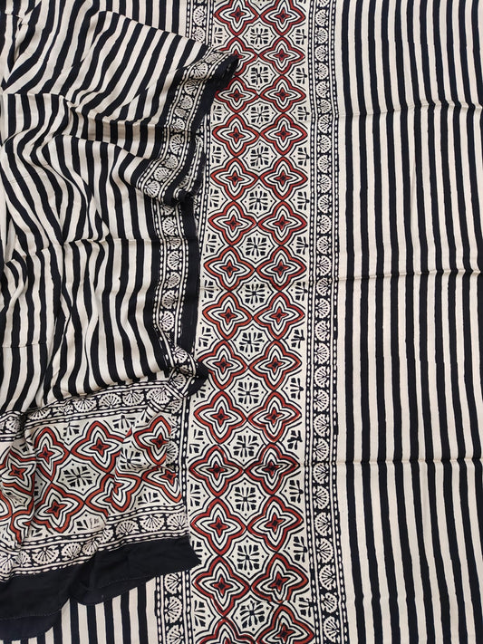 Vanaspati Ajrakh Hand Block Printed Suits Modal Silk Fabric (CIT66)