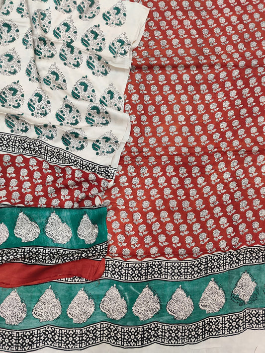 Vanaspati Ajrakh Hand Block Printed Suits Modal Silk Fabric (CIT69)