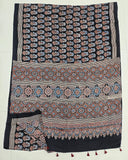 HAND BLOCK PRINTED AJRAKH MODAL SILK SAREE (CIG72)