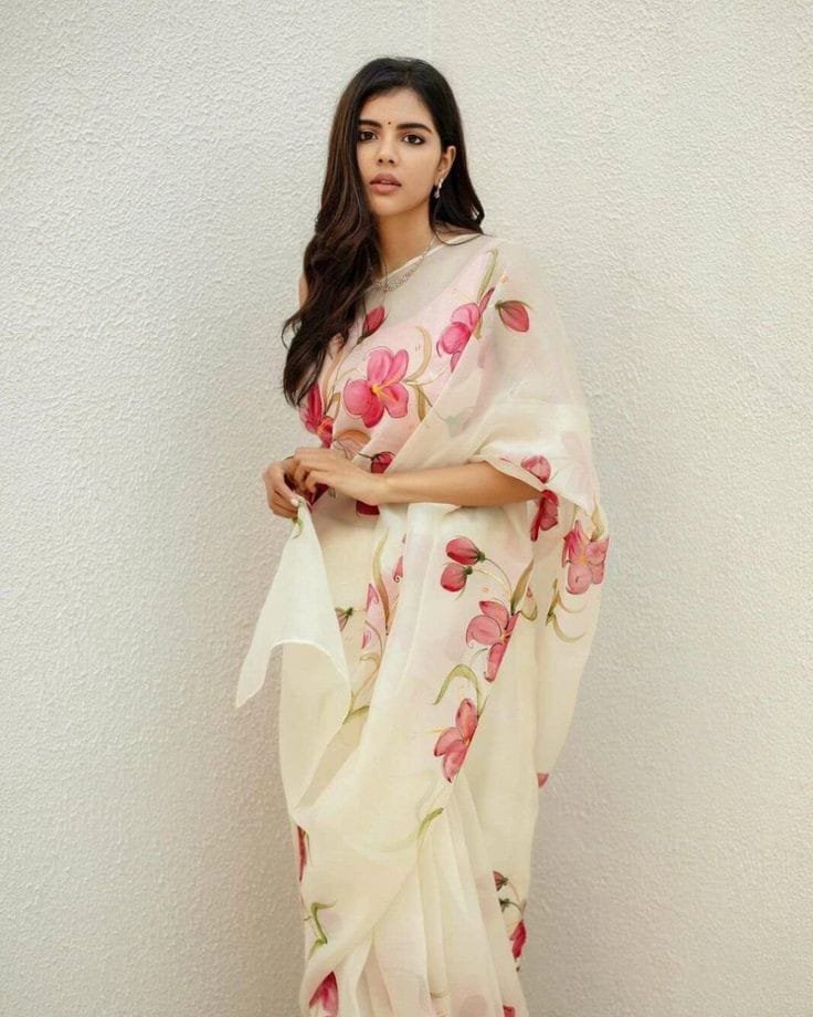 HAND BURSH PAINTED ORGANZA SILK SAREE WITH BLOUSE (CIB34)