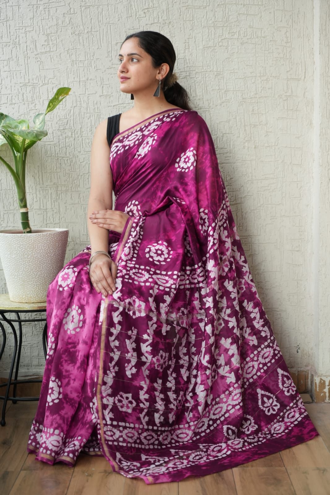 Bagru Hand Block Printed Chanderi Silk Saree with Blouse (CSS114)
