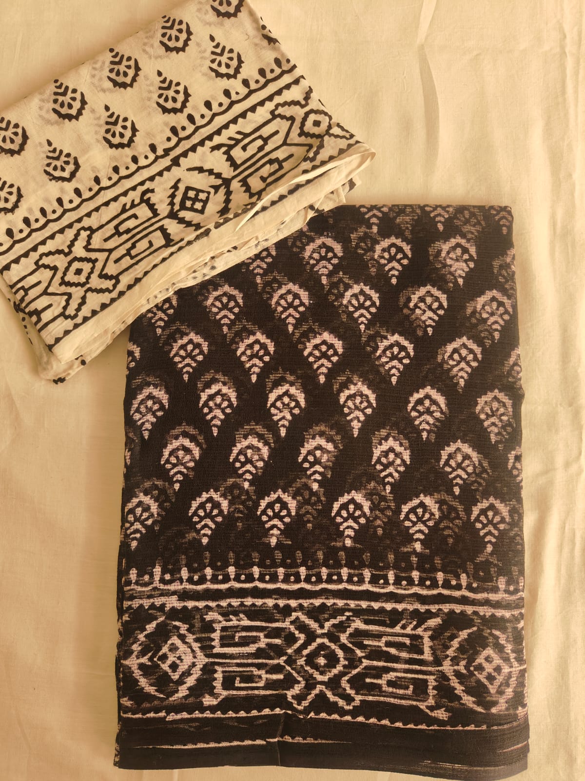 HAND BLOCK BAGRU PRINTED KOTA DORIYA SAREE WITH MULMUL BLOUSE (KDS91)