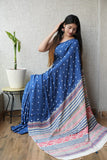 HAND BLOCK PRINTED AJRAKH MODAL SILK SAREE (CIG71)