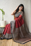Bagru Hand Block Printed Chanderi Silk Saree with Blouse (CSS117)