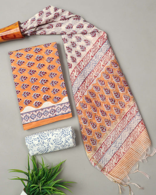 JAIPUR COTTON SUIT WITH CHANDERI DUPPATA (CSS86)