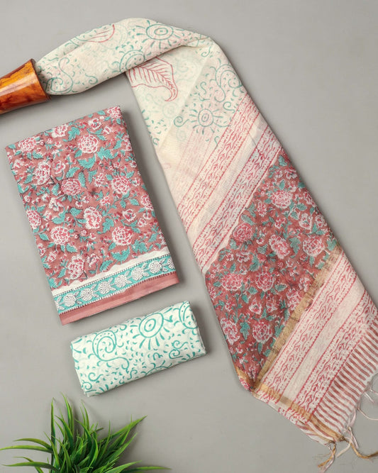JAIPUR COTTON SUIT WITH CHANDERI DUPPATA (CSS83)