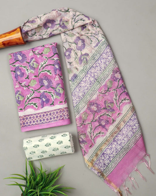 JAIPUR COTTON SUIT WITH CHANDERI DUPPATA (CSS87)