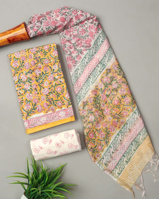 JAIPUR COTTON SUIT WITH CHANDERI DUPPATA (CSS 90)