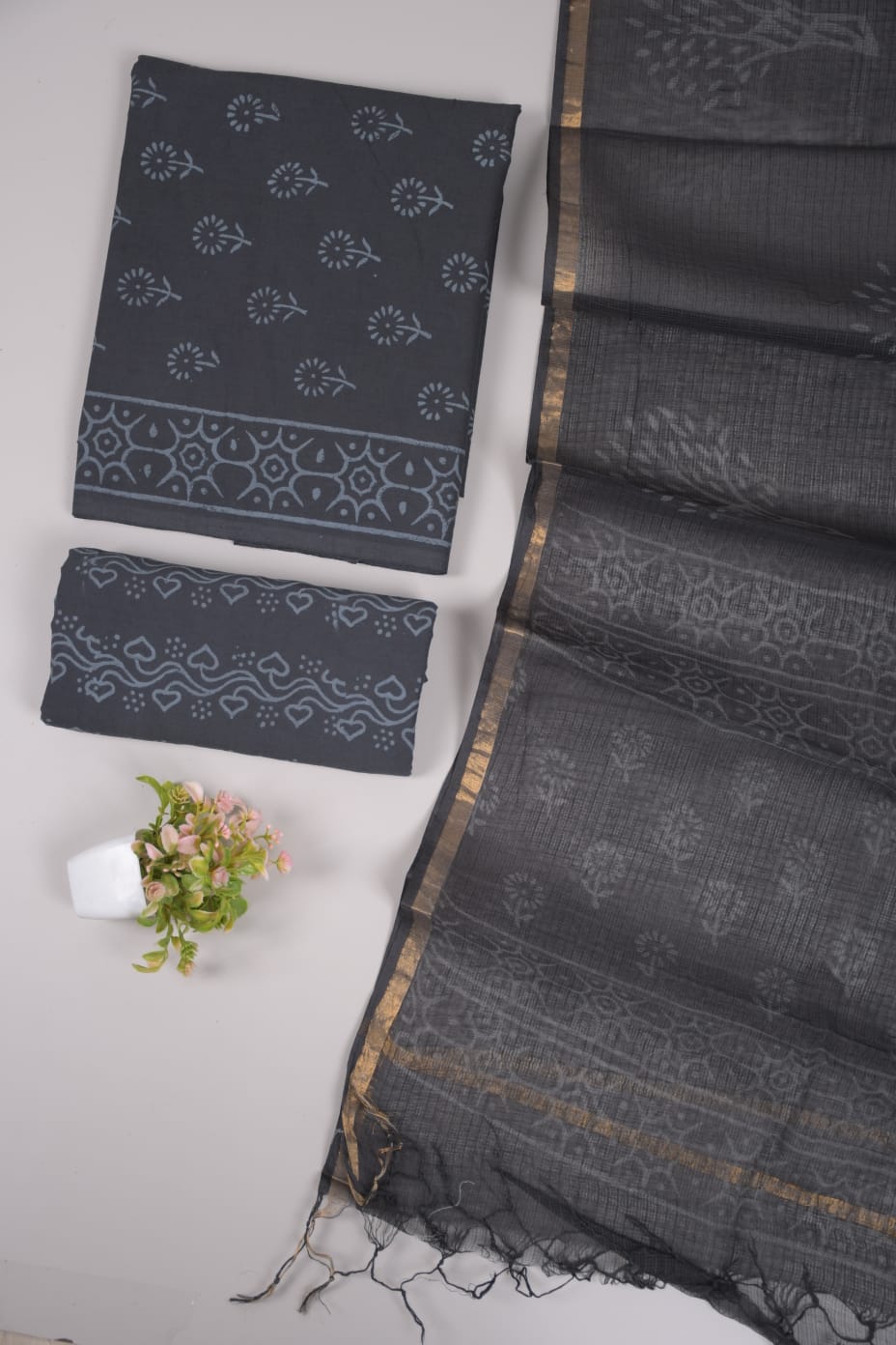 JAIPURI BLOCK PRINTED COTTON SUIT WITH KOTA DUPPATA (CKS106)