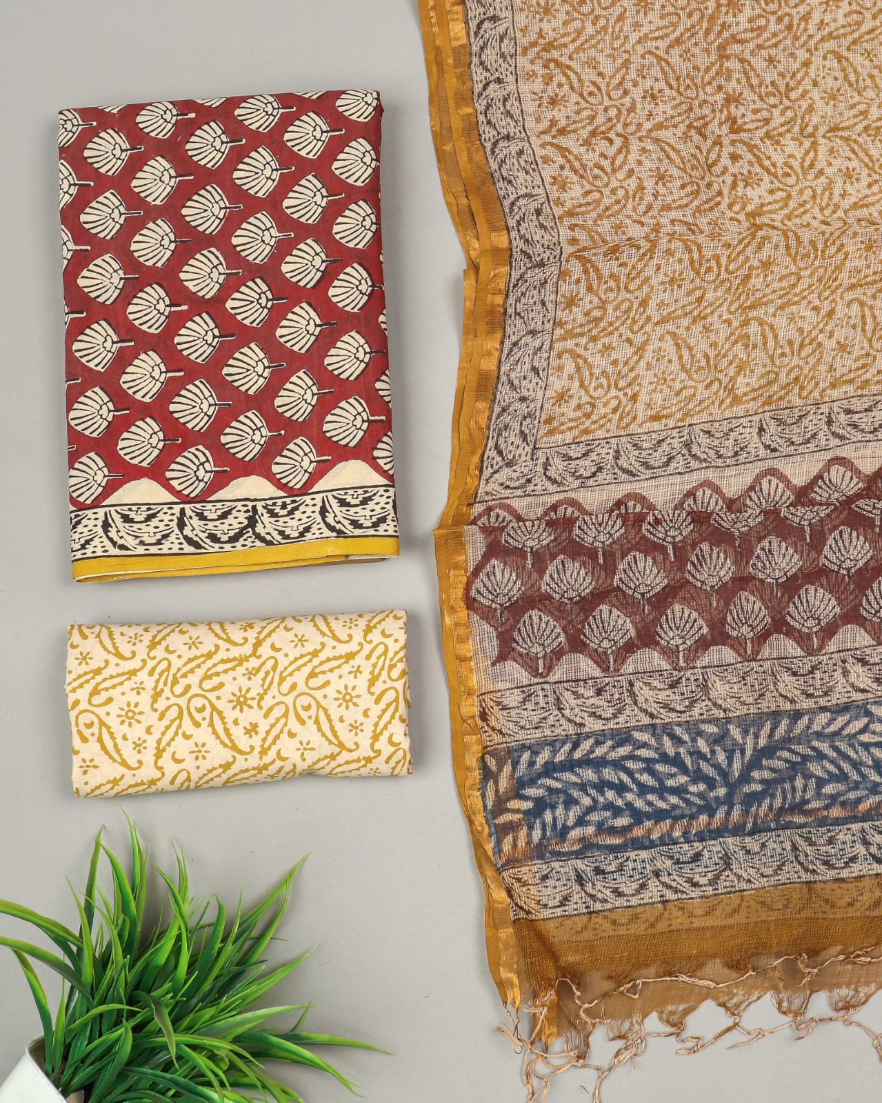 JAIPURI BLOCK PRINTED COTTON SUIT WITH KOTA DUPPATA (CKS107)