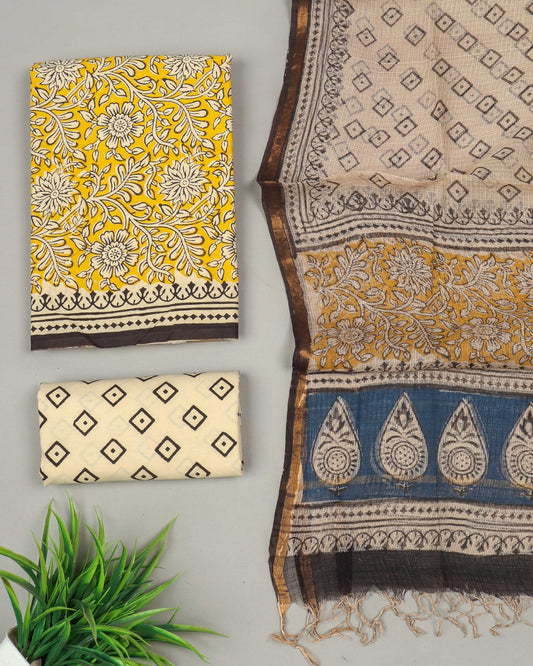 JAIPURI BLOCK PRINTED COTTON SUIT WITH KOTA DUPPATA (CKS108)