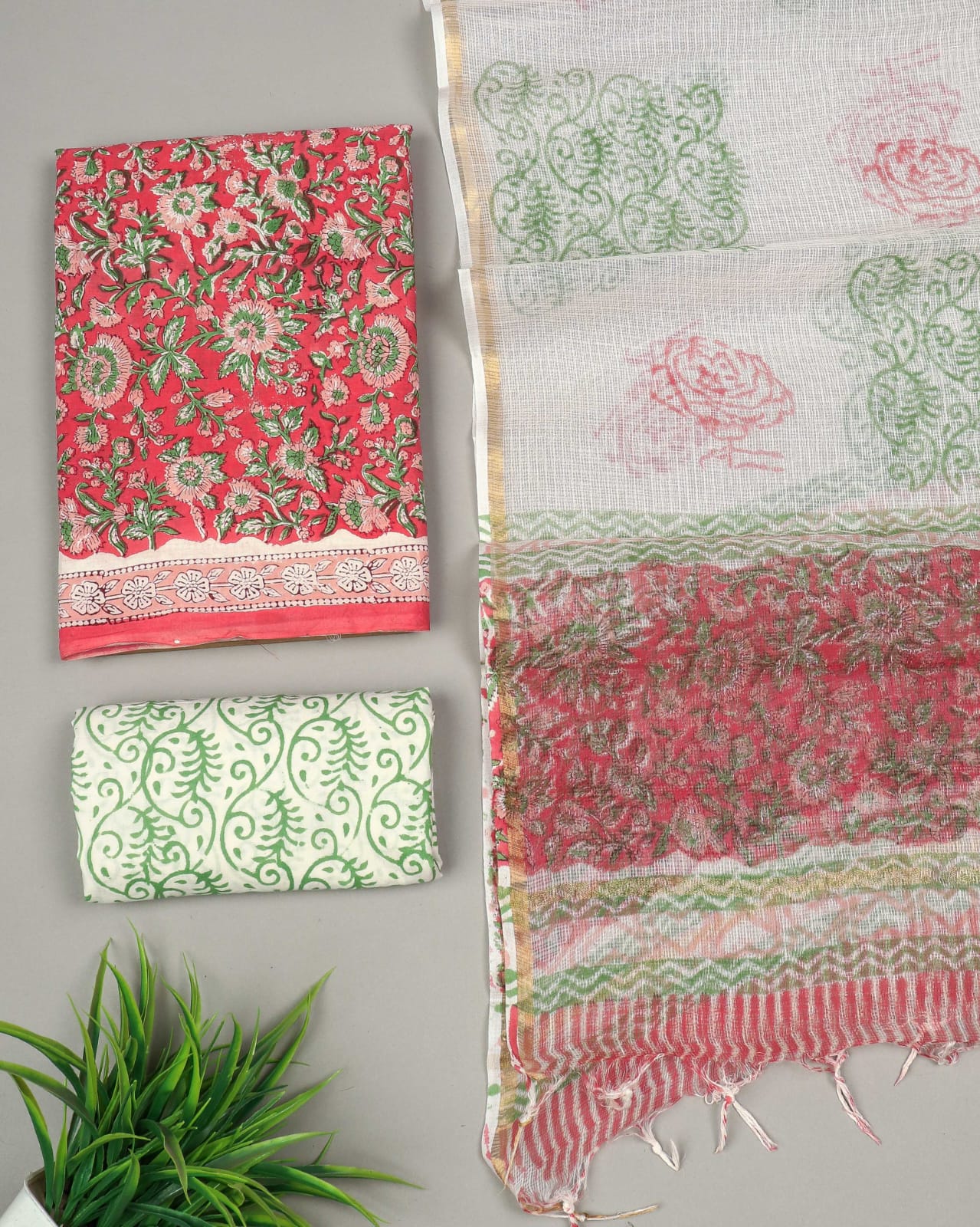 JAIPURI BLOCK PRINTED COTTON SUIT WITH KOTA DUPPATA (CKS109)