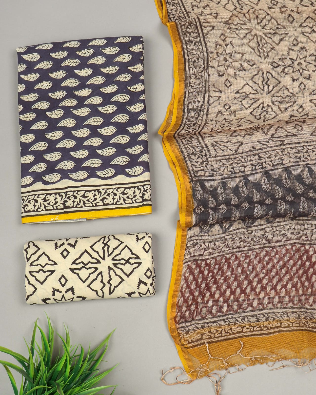 JAIPURI BLOCK PRINTED COTTON SUIT WITH KOTA DUPPATA (CKS111)