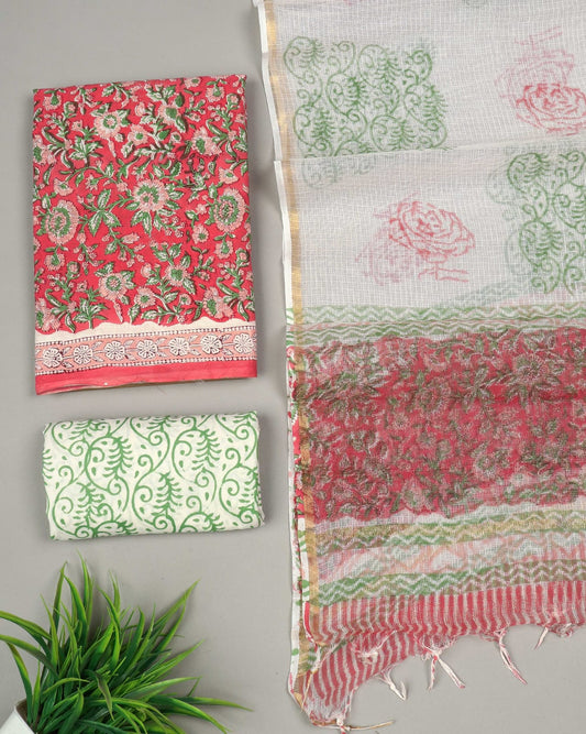 JAIPURI BLOCK PRINTED COTTON SUIT WITH KOTA DUPPATA (CKS109)