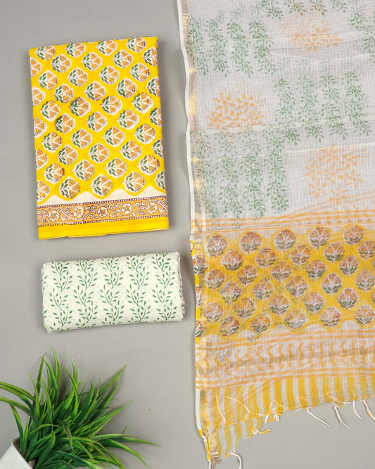 JAIPURI BLOCK PRINTED COTTON SUIT WITH KOTA DUPPATA (CKS116)