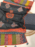 Ajarkh  Print Suit Pcs With Patch Work And Mirror Work Dupatta (ASW01)
