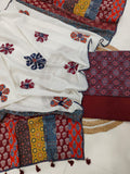 Ajarkh  Print Suit Pcs With Patch Work And Mirror Work Dupatta (ASW09)