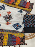 Ajarkh  Print Suit Pcs With Patch Work And Mirror Work Dupatta (ASC014)