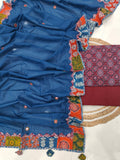 Ajarkh  Print Suit Pcs With Patch Work And Mirror Work Dupatta (ASC013)