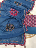Ajarkh  Print Suit Pcs With Patch Work And Mirror Work Dupatta (ASC024)