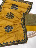 Ajarkh  Print Suit Pcs With Patch Work And Mirror Work Dupatta (ASC027)