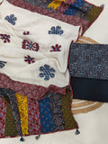 Ajarkh  Print Suit Pcs With Patch Work And Mirror Work Dupatta (ASC029)