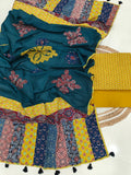 Ajarkh  Print Suit Pcs With Patch Work And Mirror Work Dupatta (ASC034)