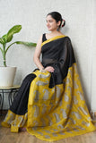 Jaipuri Hand Block Bagru Printed Maheshwari Silk Saree With Blouse (MSS154)
