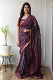 Jaipuri Hand Block Bagru Printed Maheshwari Silk Saree With Blouse (MSS151)