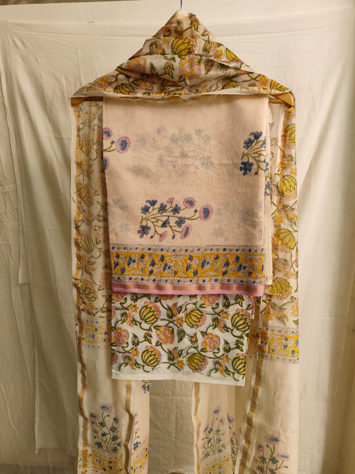 Jaipuri Block Printed Chanderi Silk Suits (CIN91)
