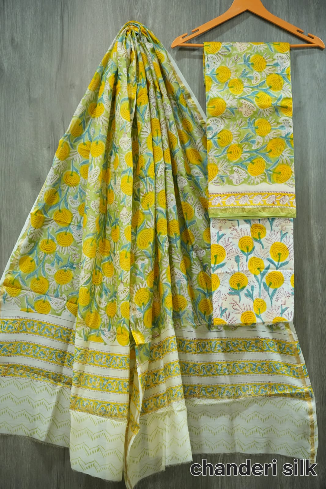 Jaipuri Block Printed Chanderi Silk Suits (CIN94)