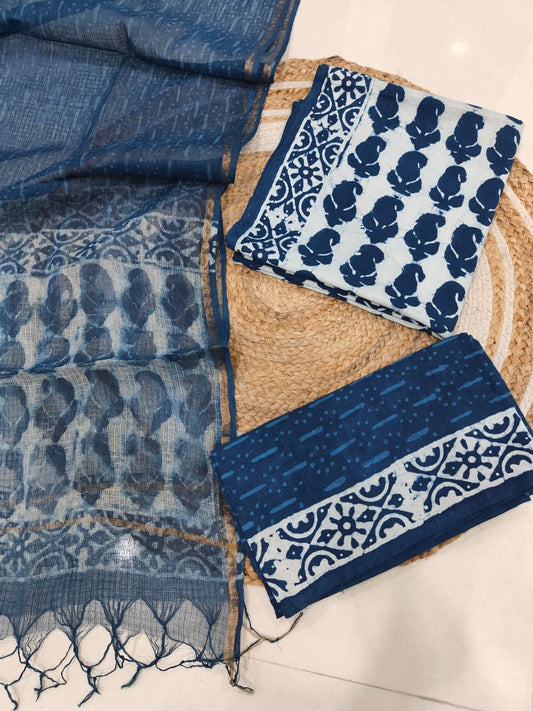 JAIPURI BLOCK PRINTED COTTON SUIT WITH KOTA DUPPATA (CKS117)