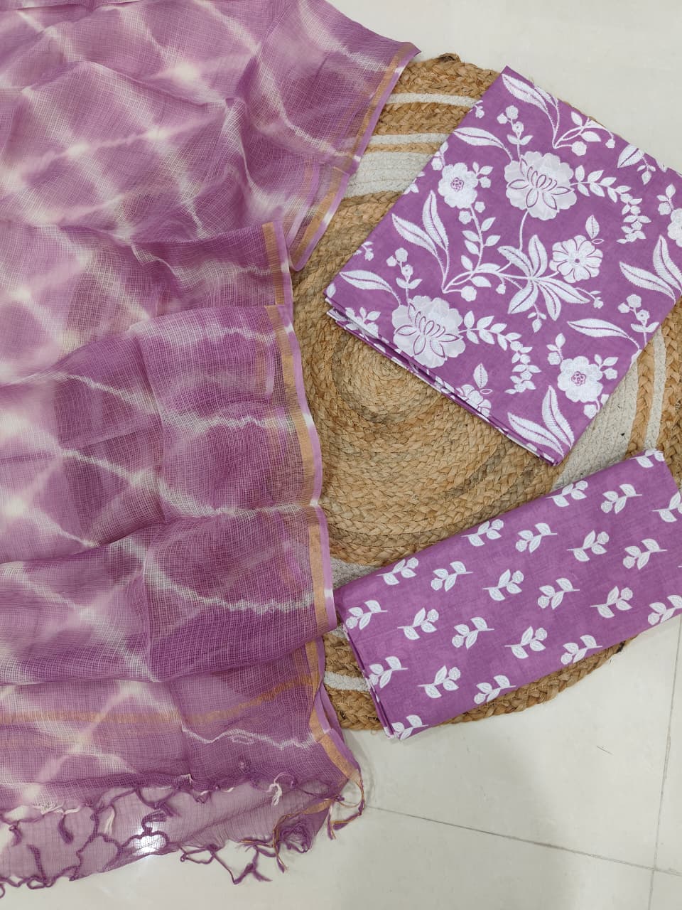 JAIPURI BLOCK PRINTED COTTON SUIT WITH KOTA DUPPATA (CKS120)