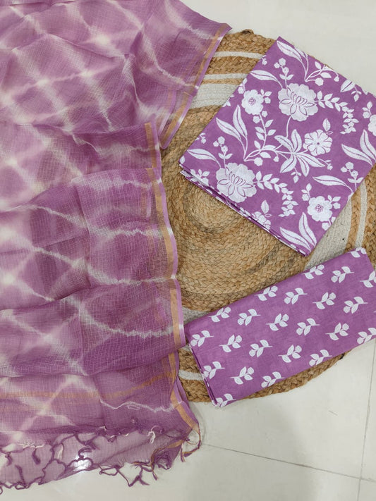 JAIPURI BLOCK PRINTED COTTON SUIT WITH KOTA DUPPATA (CKS120)