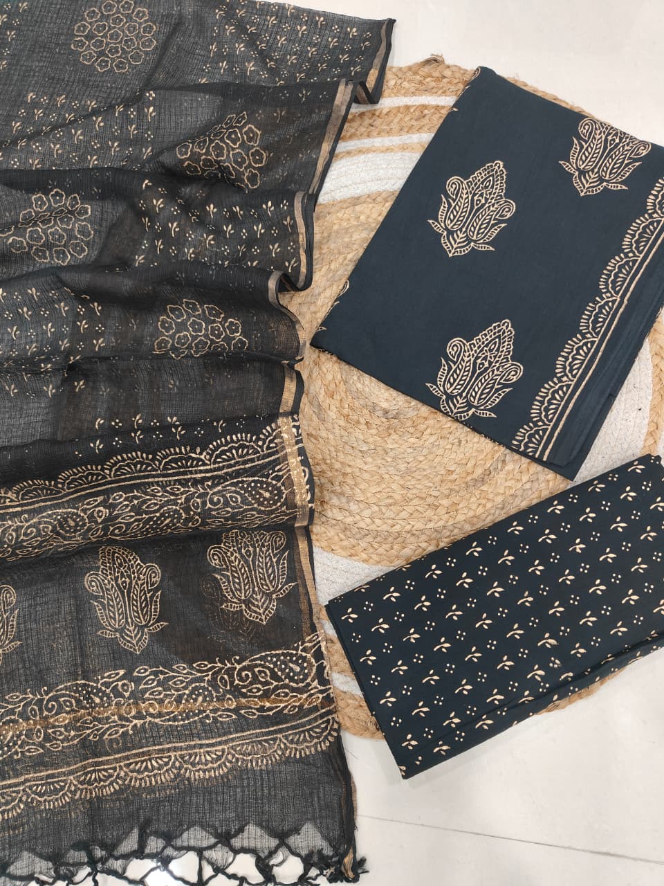 JAIPURI BLOCK PRINTED COTTON SUIT WITH KOTA DUPPATA (CKS121)